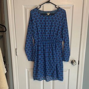 J. Crew Blue and Red Mini Geometric Dress